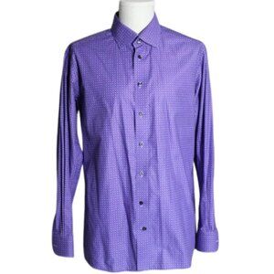 ETON SZ 17.5 Contemporary Fit Purple Cotton Men's Long Sleeve Button Up Shirt